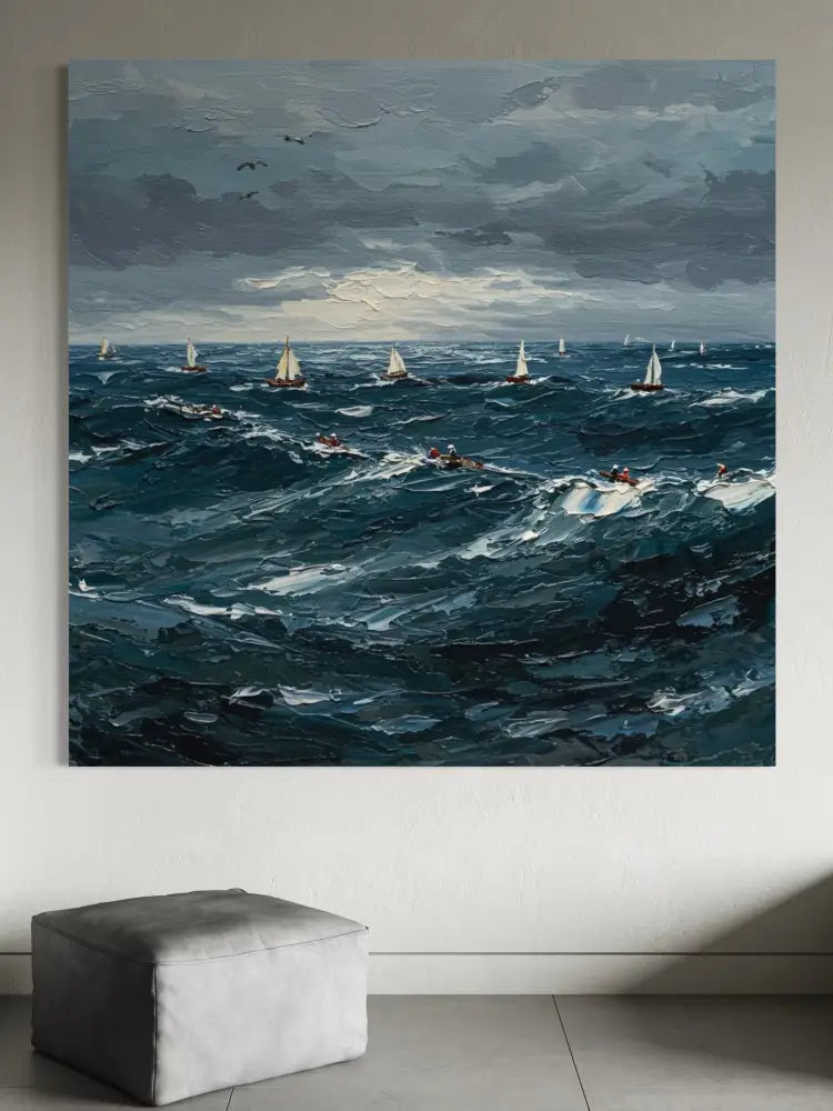 The Churning Sea - Hand Painting
