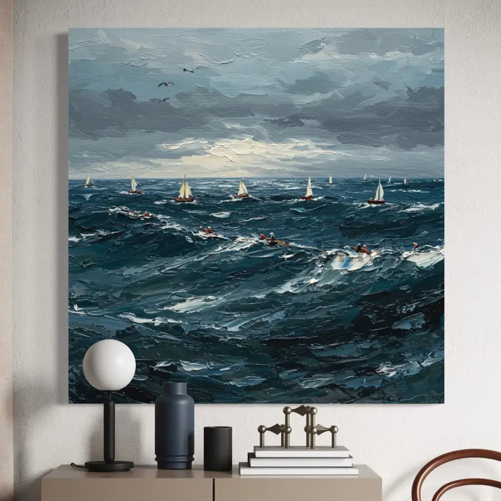 The Churning Sea - Hand Painting