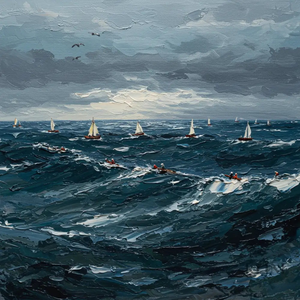 The Churning Sea - Hand Painting 