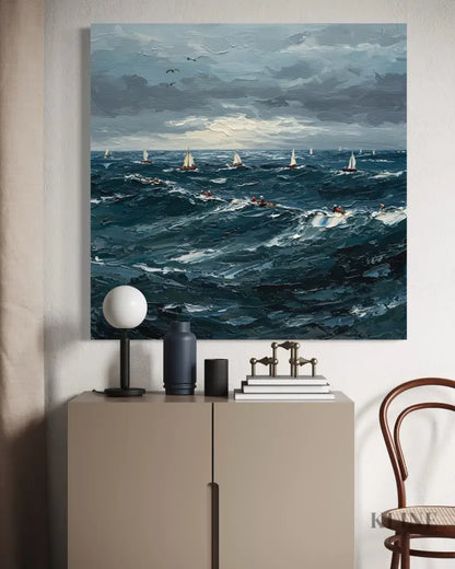 The Churning Sea - Hand Painting