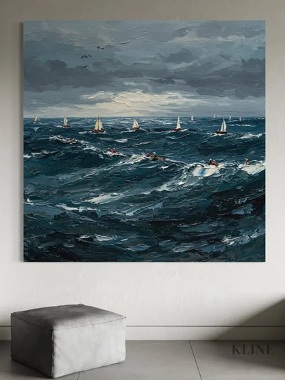 The Churning Sea - Hand Painting
