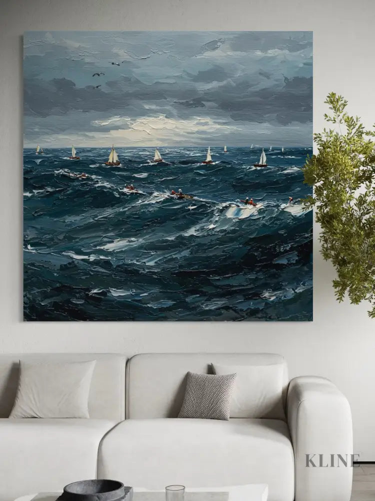 The Churning Sea - Hand Painting
