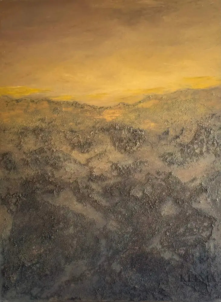 The Golden Lining - Hand Painting Arte de pared de montañas