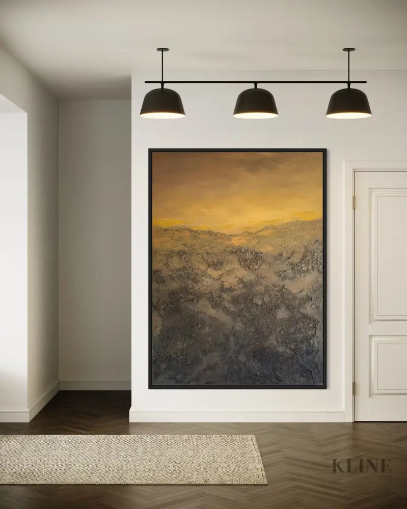 The Golden Lining - Hand Painting Arte de pared de montañas