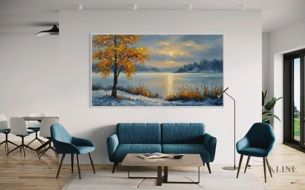 The Heart of Gold in Frozen Silence - Hand Painting
