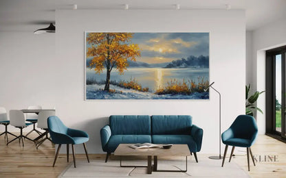 The Heart of Gold in Frozen Silence - Hand Painting