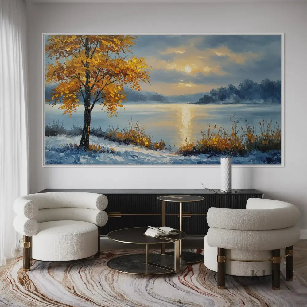 The Heart of Gold in Frozen Silence - Hand Painting