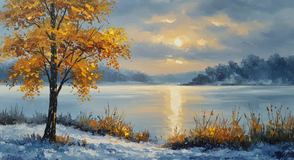 The Heart of Gold in Frozen Silence - Hand Painting