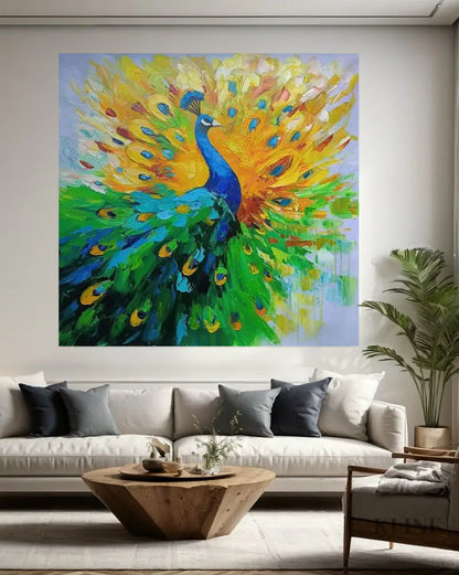The Peacock Unfolds - Hand Painting
