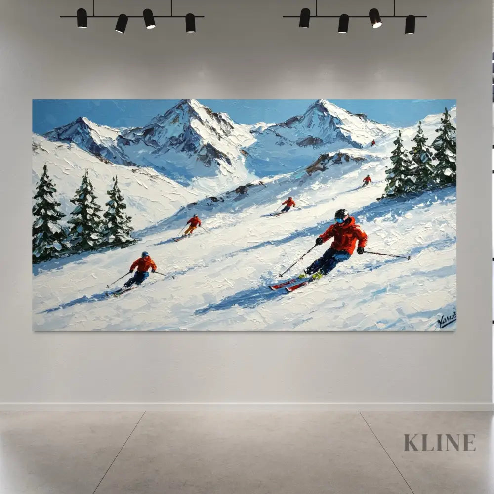 The Skier’s Path 2 - Hand Painting Arte de pared de montañas