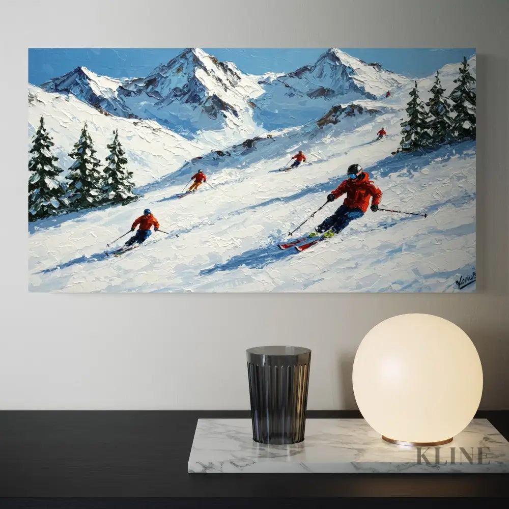 The Skier’s Path 2 - Hand Painting Arte de pared de montañas