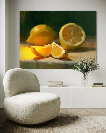 The Warm Lemon Still Life - Hand Painting