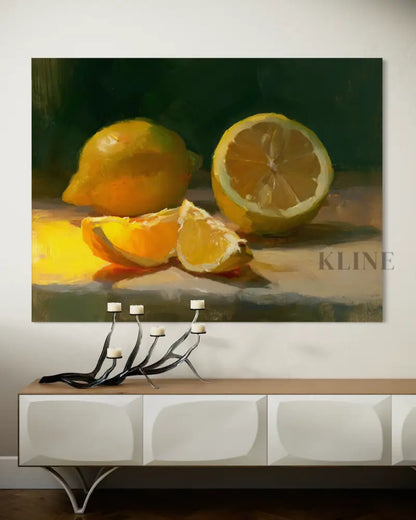 The Warm Lemon Still Life - Hand Painting