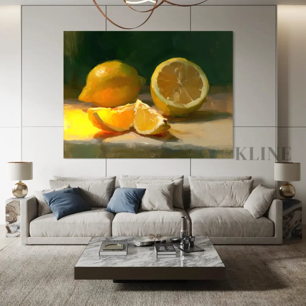 The Warm Lemon Still Life - Hand Painting