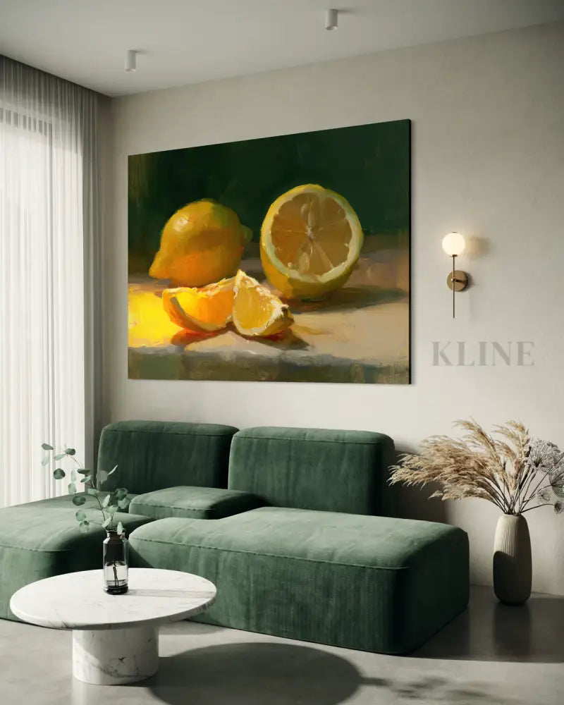 The Warm Lemon Still Life - Hand Painting قماش جدار الفن