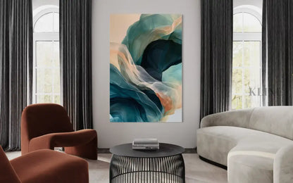 Tide of Teal and Smoke - Hand Painting