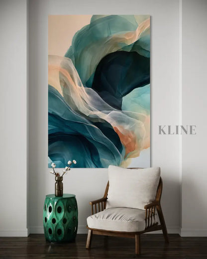 Tide of Teal and Smoke - Hand Painting