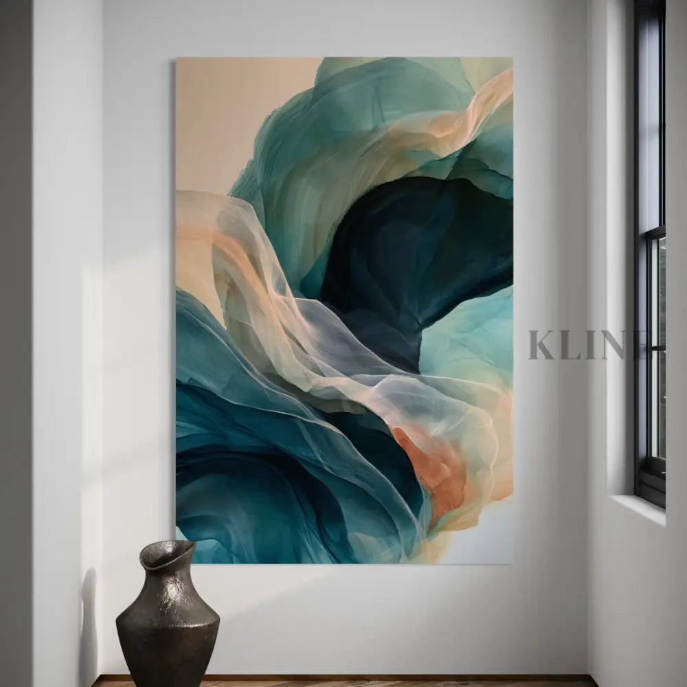 Tide of Teal and Smoke - Hand Painting 