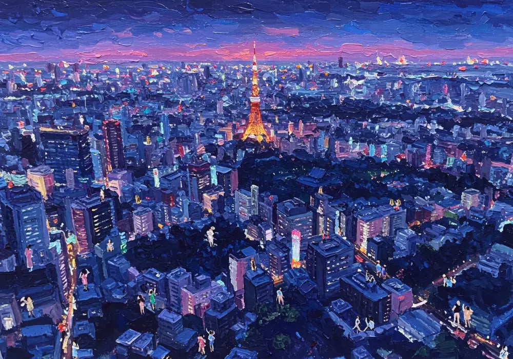 Tokyo Twilight Glow - Hand Painting 