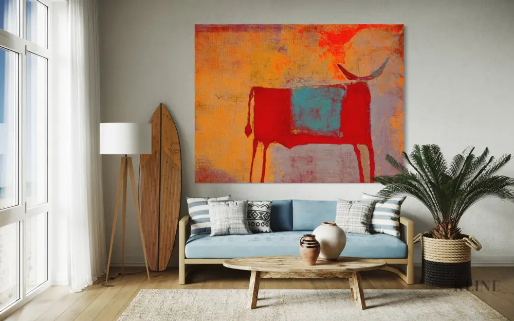Toro Rojo - Hand Painting Canvas Wall Art