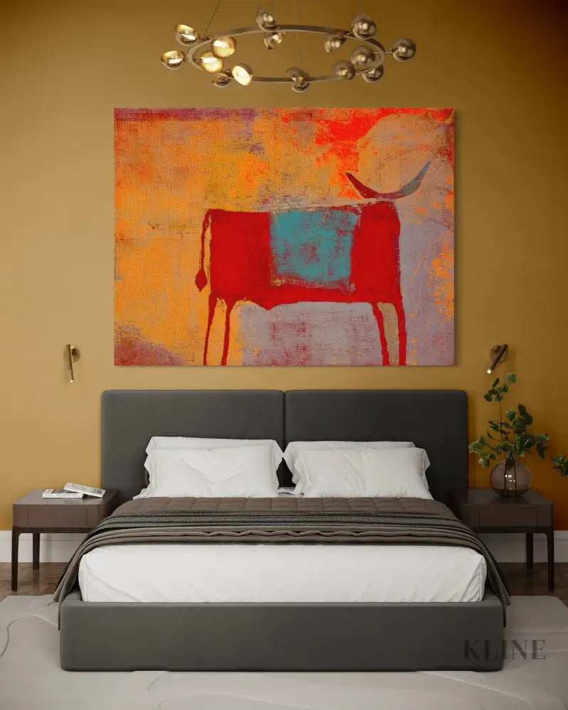 Toro Rojo - Hand Painting Canvas Wall Art