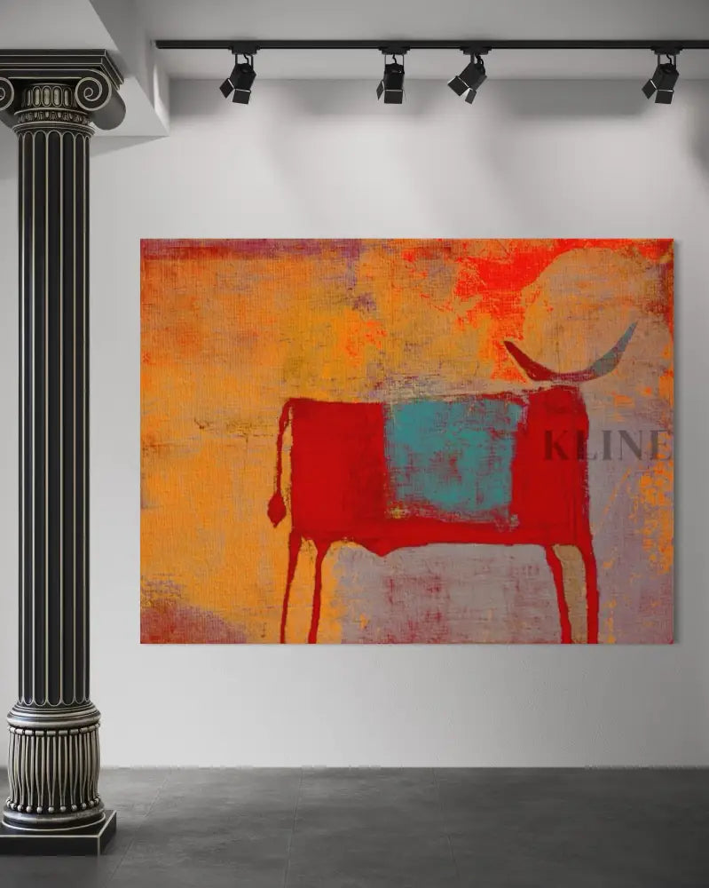 Toro Rojo - Hand Painting Dining Room Wall Art