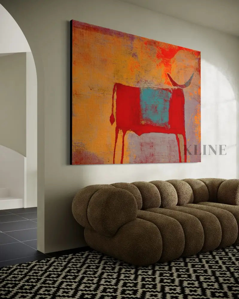 Toro Rojo - Hand Painting Dining Room Wall Art