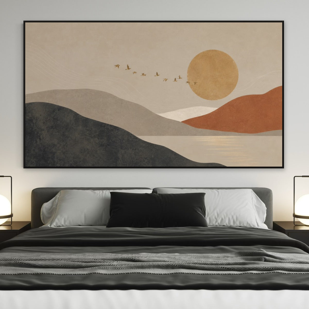 Toward the Setting Sun - Hand Painting Moderne zeitgenössische Wandkunst