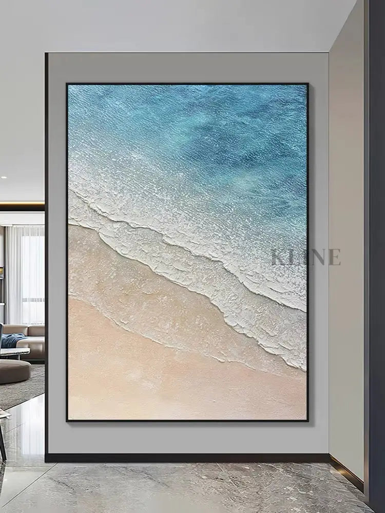 Tranquility and Seascape Textured Painting - Hand Painting Arte de la pared de la lona