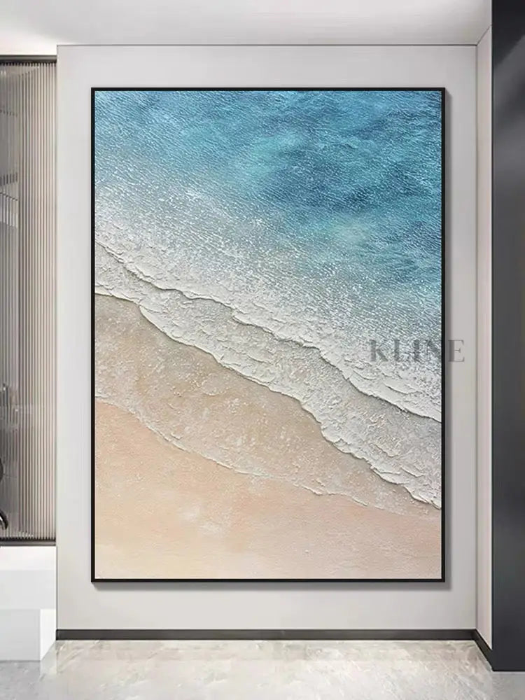 Tranquility and Seascape Textured Painting - Hand Painting Arte de la pared de la lona