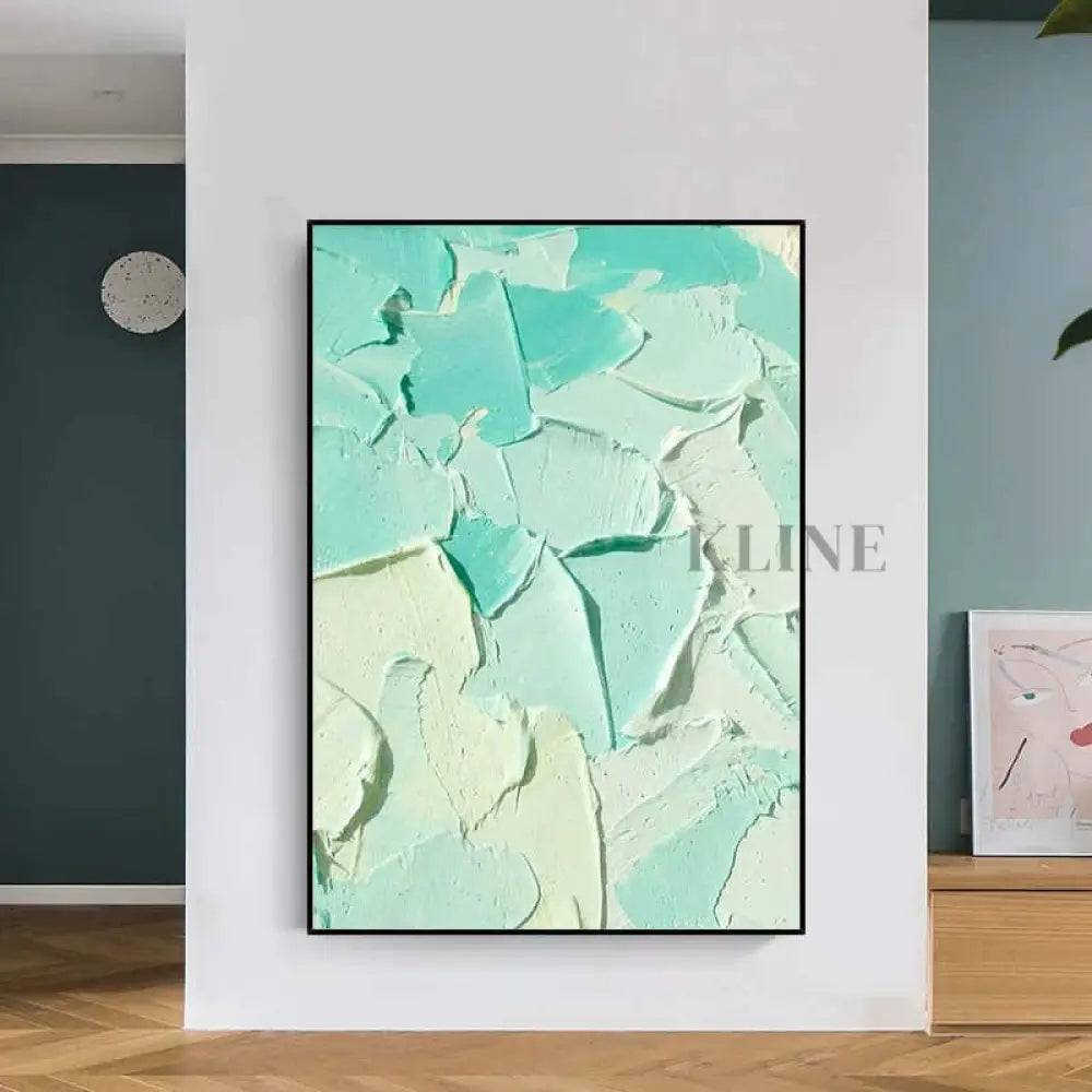 Turquoise Heavy Textured Painting - Hand Painting