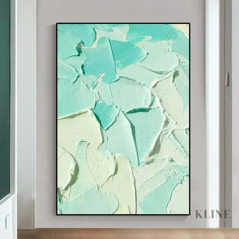 Turquoise Heavy Textured Painting - Hand Painting