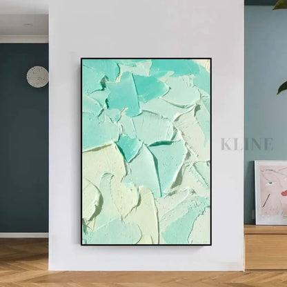 Turquoise Heavy Textured Painting - Hand Painting