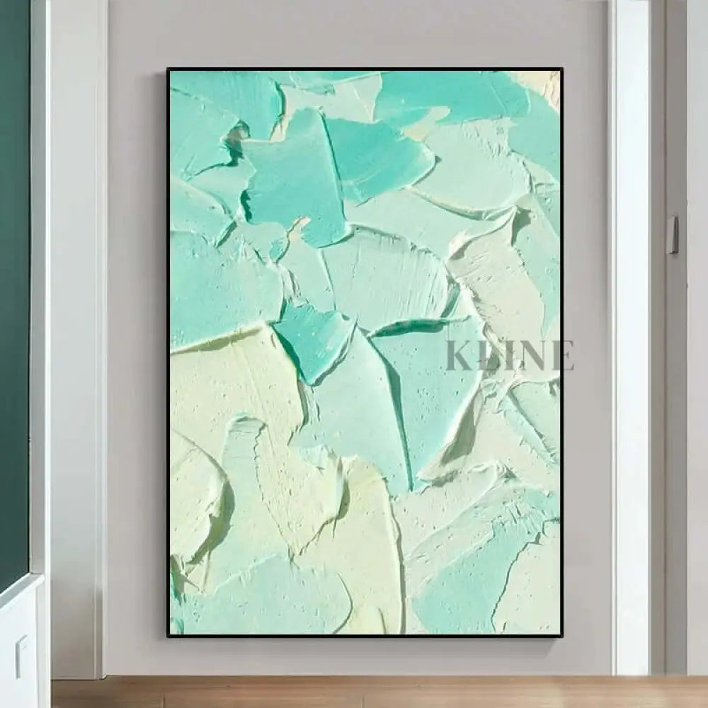 Turquoise Heavy Textured Painting - Hand Painting