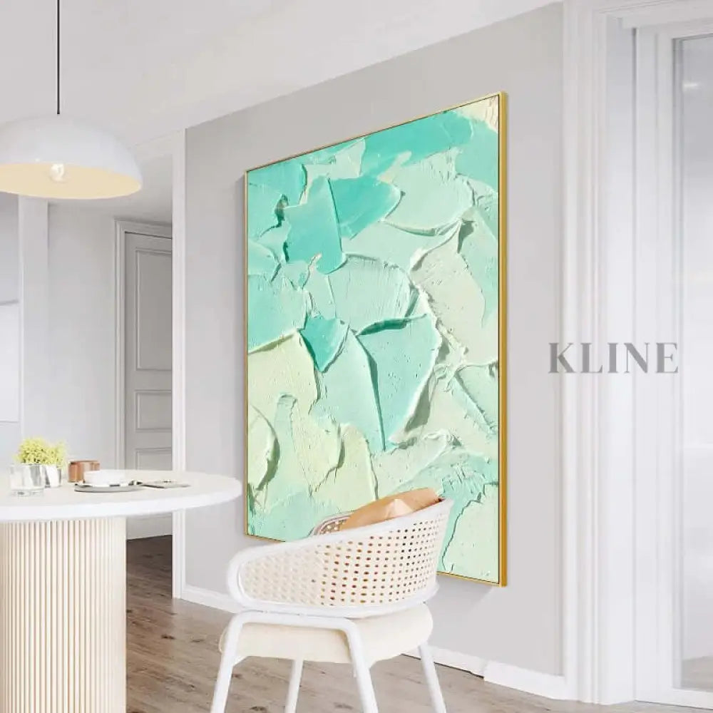 Turquoise Heavy Textured Painting - Hand Painting