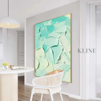 Turquoise Heavy Textured Painting - Hand Painting