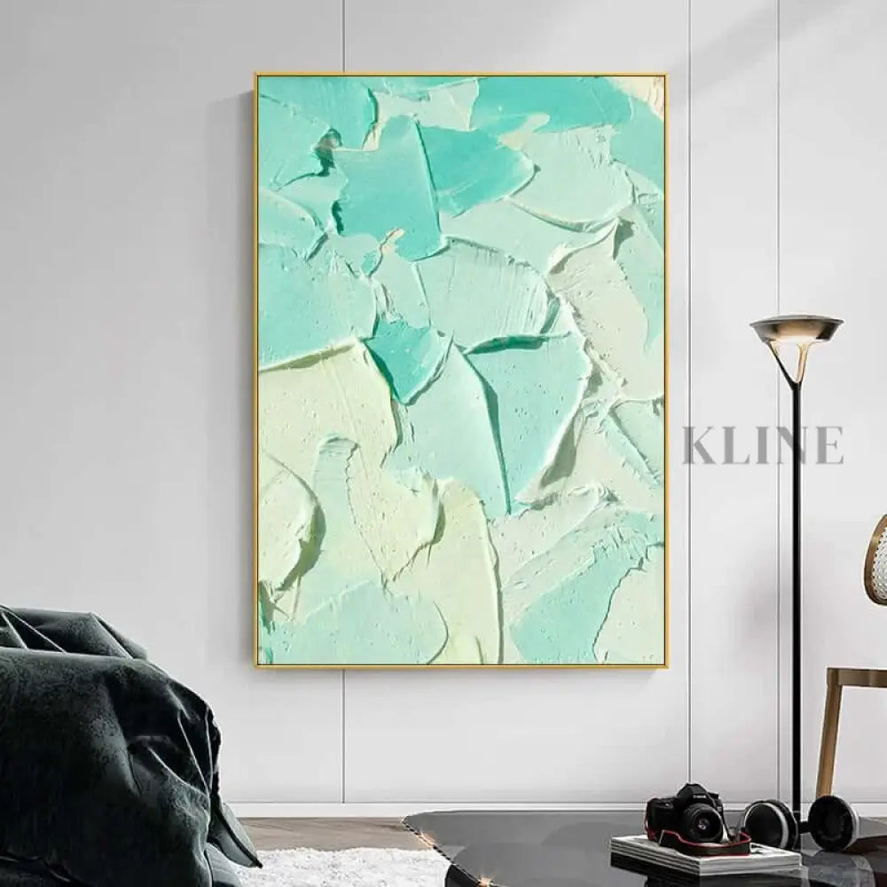 Turquoise Heavy Textured Painting - Hand Painting