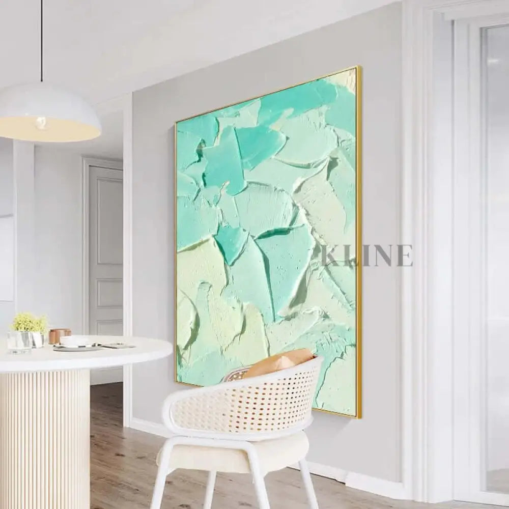 Turquoise Heavy Textured Painting - Hand Painting Arte de la pared del salón