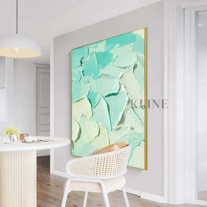 Turquoise Heavy Textured Painting - Hand Painting