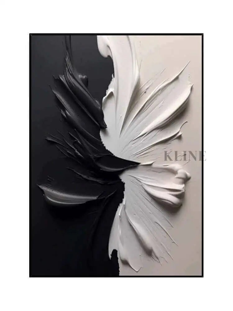 Twilight black and white wall art with textured paint in a minimalist design, showcasing dynamic contrast. Saldi del Black Friday