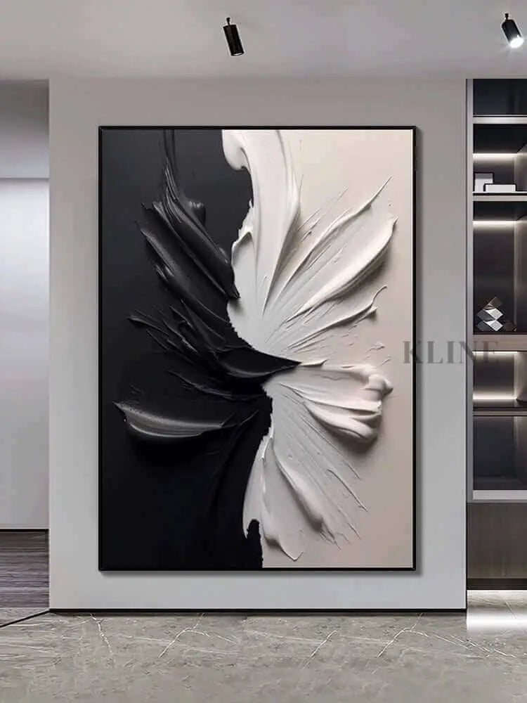 Twilight black and white textured wall art, showcasing a minimalist aesthetic with a striking contrast. 