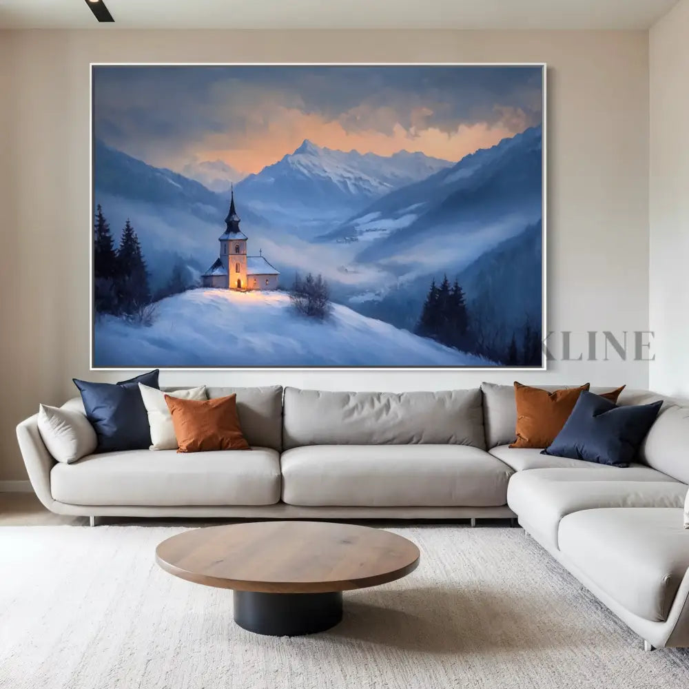 Twilight Chapel in the Valley - Hand Painting
