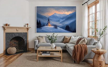 Twilight Chapel in the Valley - Hand Painting