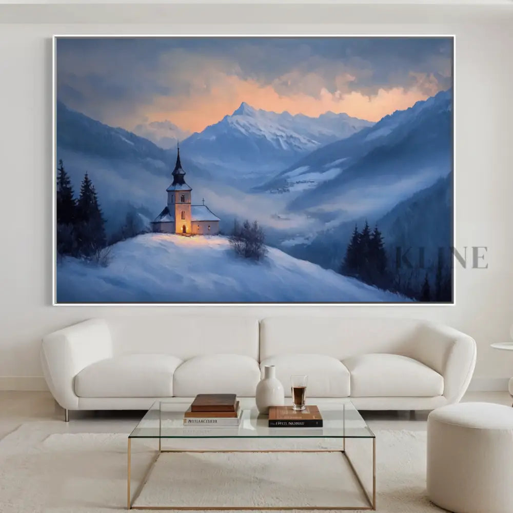 Twilight Chapel in the Valley - Hand Painting