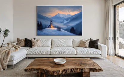 Twilight Chapel in the Valley - Hand Painting