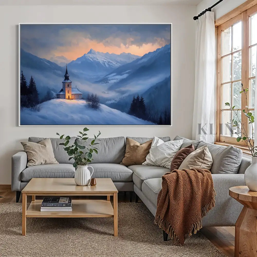 Twilight Chapel in the Valley - Hand Painting 