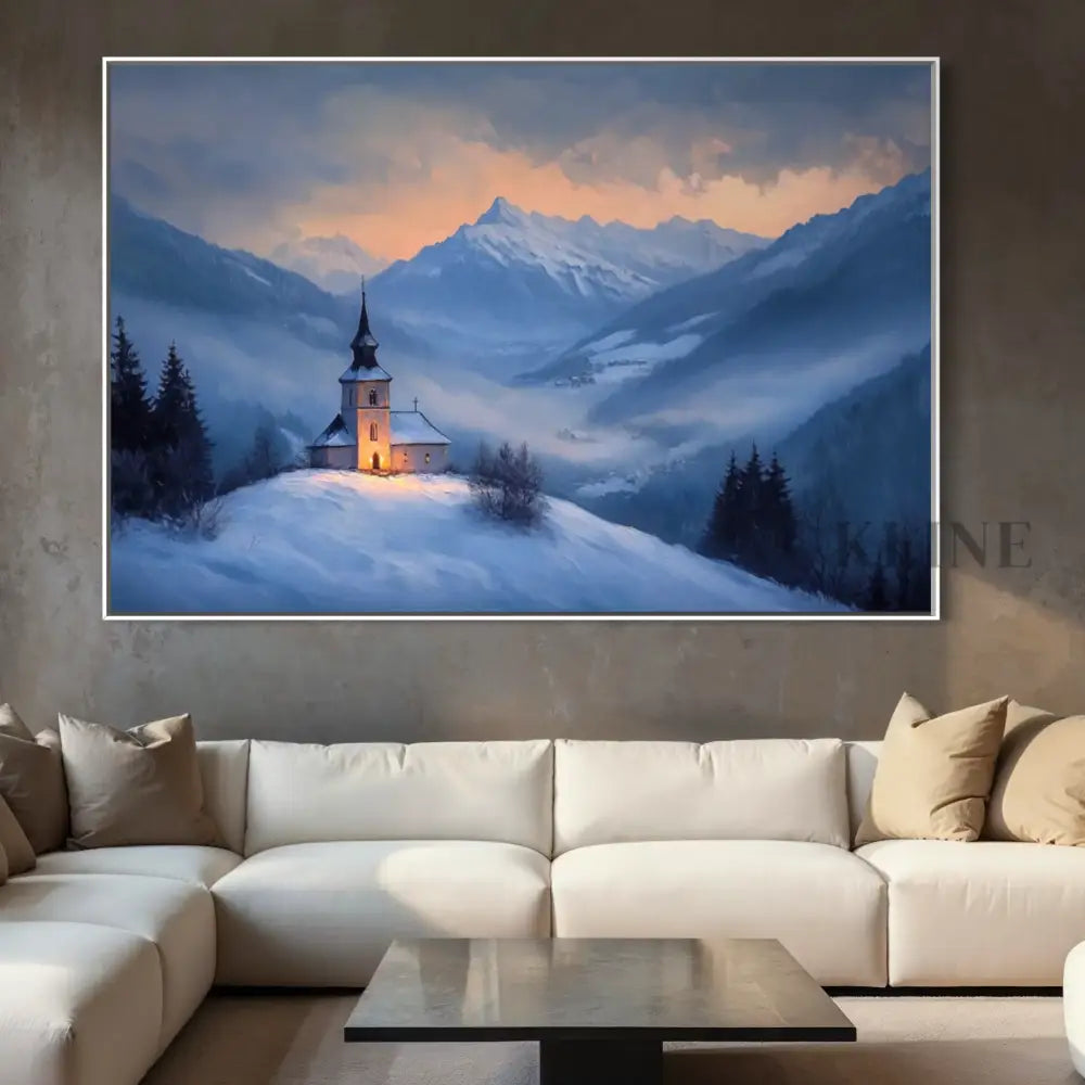Twilight Chapel in the Valley - Hand Painting