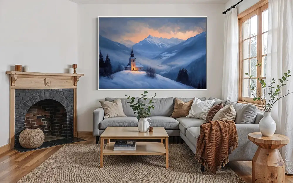 Twilight Chapel in the Valley - Hand Painting