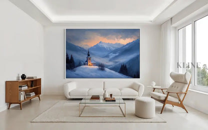 Twilight Chapel in the Valley - Hand Painting