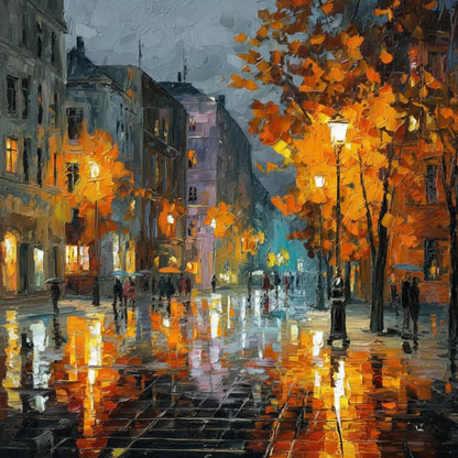 Twilight in the Old Town - Hand Painting